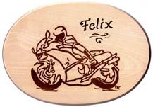 Holzbrettchen Rennmotorrad, Name: Felix