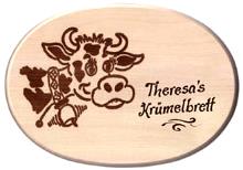 Jausenbrett Kuh, Gravur: Theresas Krmelbrett 