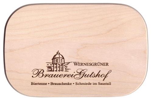 Holzbrettchen Schneidbrett 10210 mit Brandprgung Wernesgrner Brauerei Gutshof