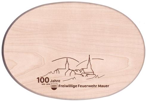Frhstckbrett Holzteller 10110 Jubilum Branddruck 100 Jahre freiwillige Feuerwehr Mauer